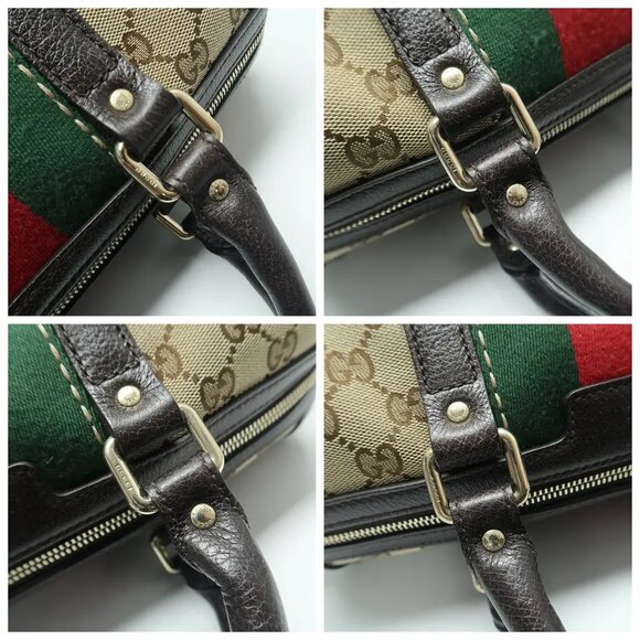 GUCCI Boston Brown Cloth Satchel 818-040225 - Picture 6 of 12